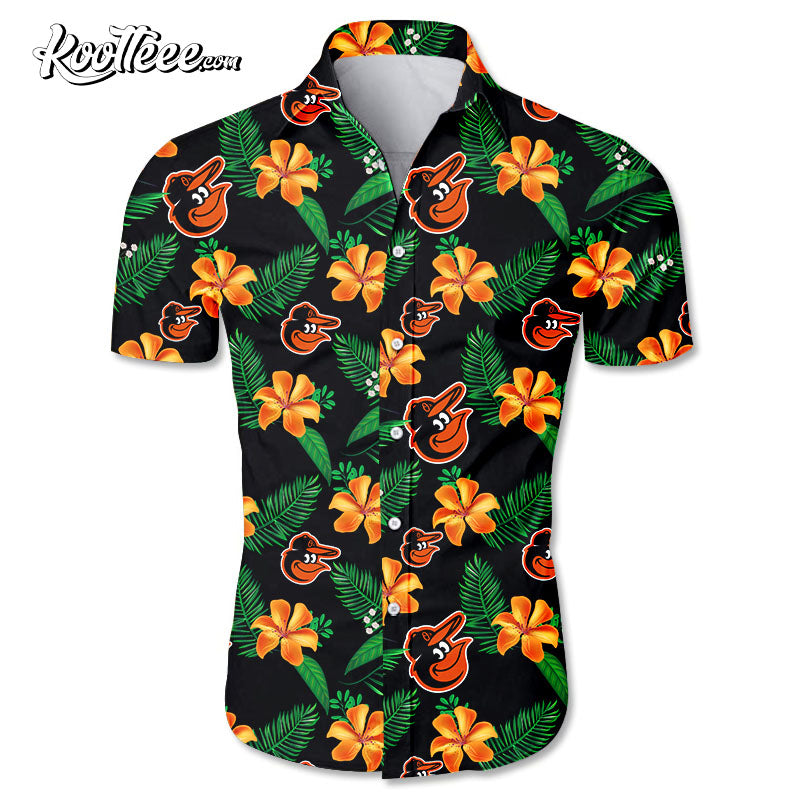 Baltimore Orioles Cute Flower Hawaiian - Adult & Kids T-Shirts, Sweatshirts & Hoodies apparel design preview 1