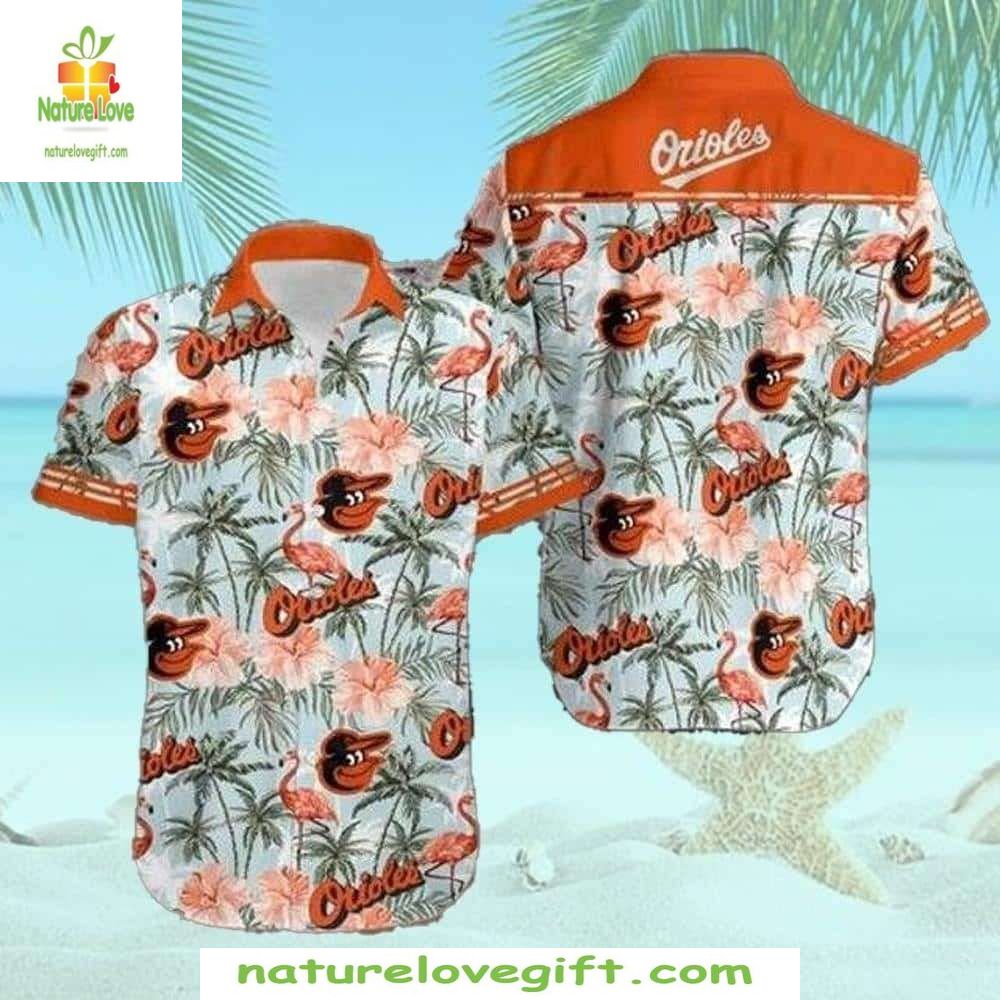 Baltimore Orioles MLB Hawaiian Flamingo Paradise - Adult & Kids T-Shirts, Sweatshirts & Hoodies apparel design preview 1