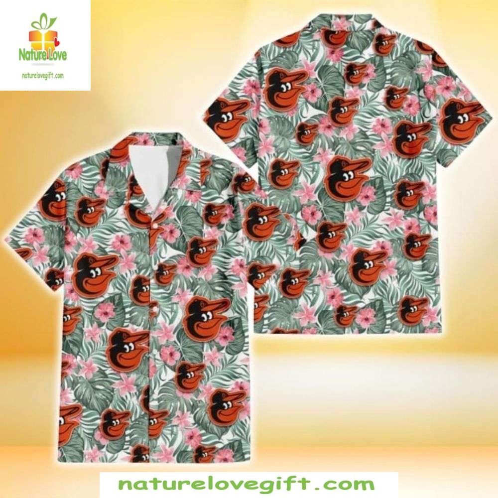 Baltimore Orioles Hawaiian Green Floral Tropical - Adult & Kids T-Shirts, Sweatshirts & Hoodies apparel design preview 1