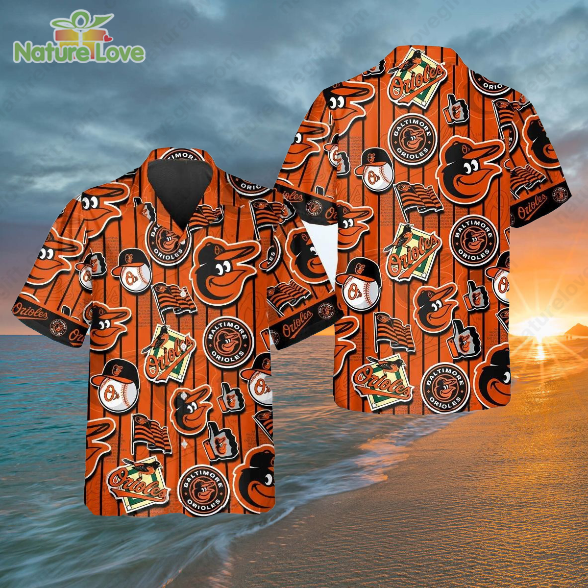 Baltimore Orioles Logo Summer Hawaiian MLB Gift for - Adult & Kids T-Shirts, Sweatshirts & Hoodies apparel design preview 1