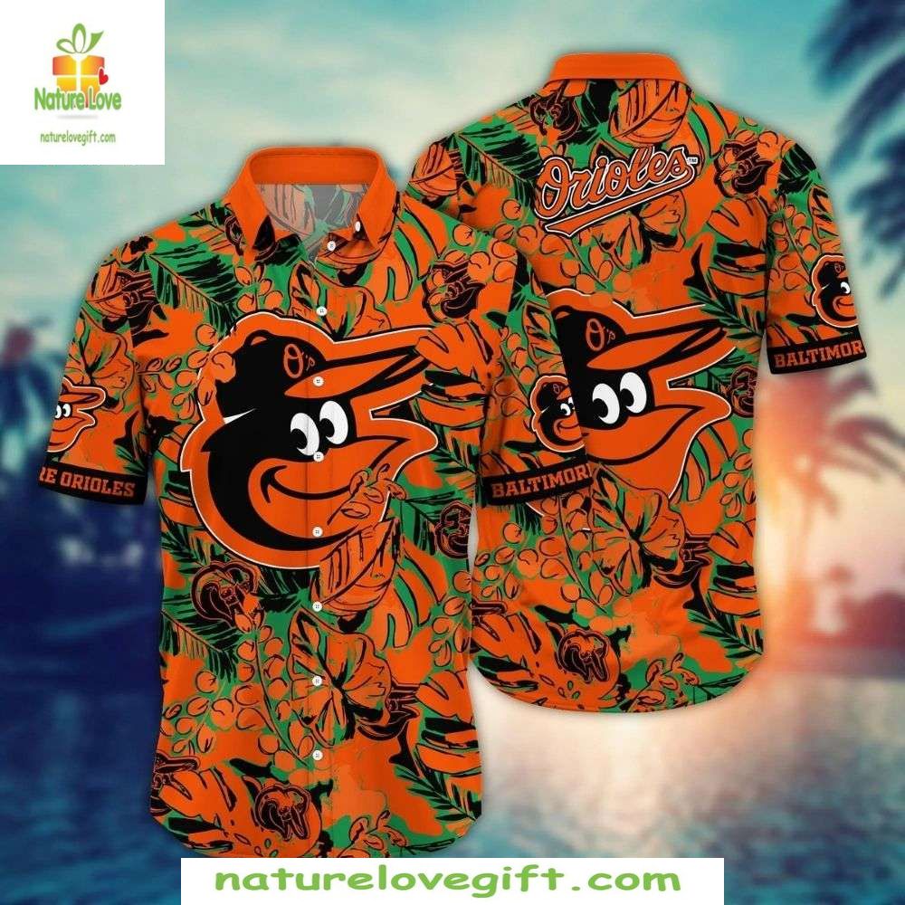 Baltimore Orioles Hawaiian MLB Baseball Floral - Adult & Kids T-Shirts, Sweatshirts & Hoodies apparel design preview 1
