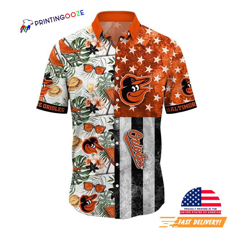 Baltimore Orioles MLB Flower Pattern Aloha Hawaiian - Adult & Kids T-Shirts, Sweatshirts & Hoodies apparel design preview 1