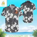 Baltimore Orioles Hawaiian Monochrome Hibiscus Floral - Adult & Kids T-Shirts, Sweatshirts & Hoodies apparel design preview 1