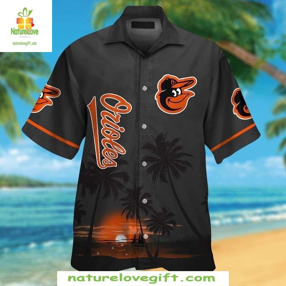Baltimore Orioles Hawaiian MLB Baseball Aloha Palm - Adult & Kids T-Shirts, Sweatshirts & Hoodies apparel design preview 1