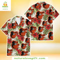 Baltimore Orioles Hawaiian Red Hibiscus Palm Baseball - Adult & Kids T-Shirts, Sweatshirts & Hoodies apparel design preview 1