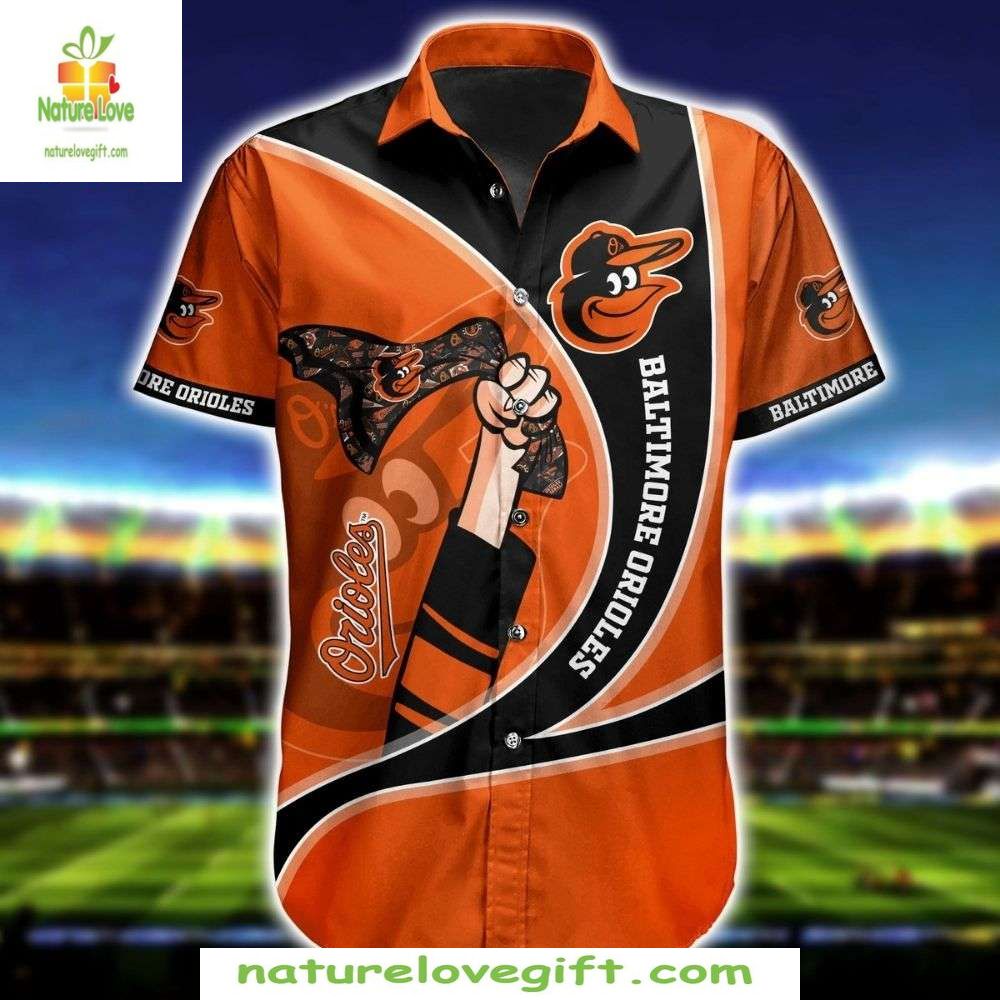 Baltimore Orioles MLB Hawaiian Sporty Stripe Baseball - Adult & Kids T-Shirts, Sweatshirts & Hoodies apparel design preview 1