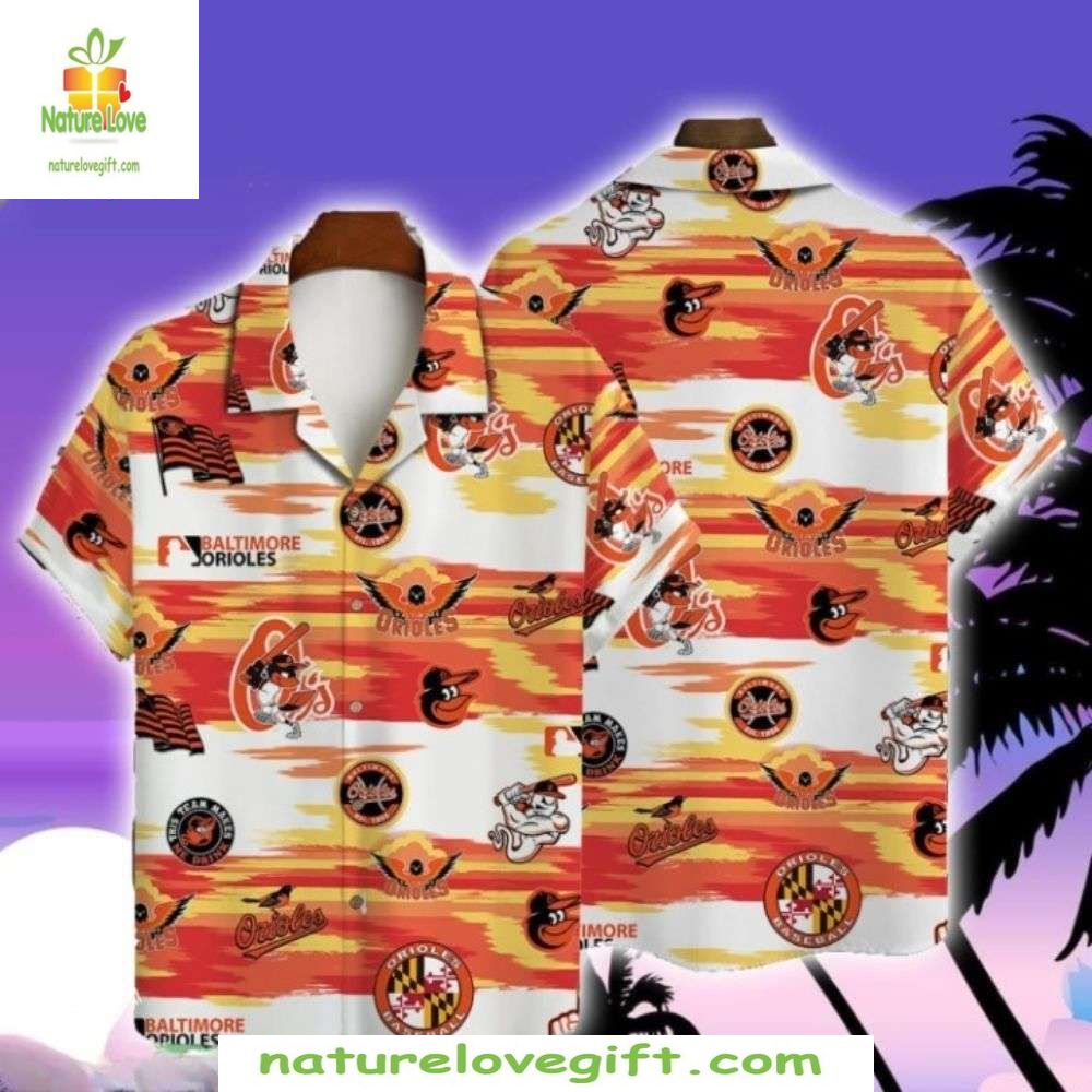 Baltimore Orioles Hawaiian MLB Baseball Tropical - Adult & Kids T-Shirts, Sweatshirts & Hoodies apparel design preview 1