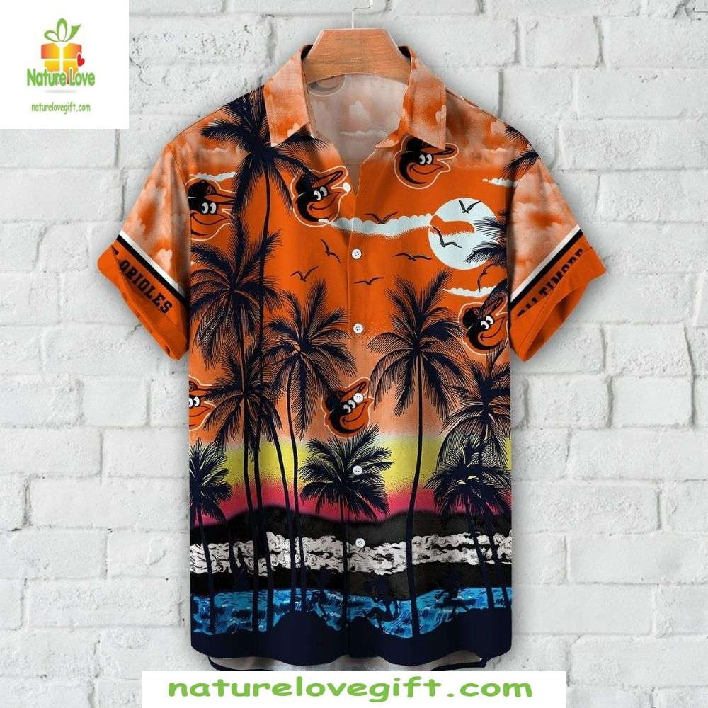 Baltimore Orioles Hawaiian Tropical Sunset Baseball - Adult & Kids T-Shirts, Sweatshirts & Hoodies apparel design preview 1
