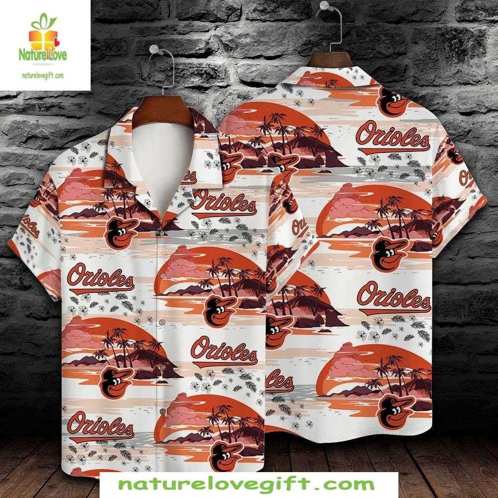 Baltimore Orioles Hawaiian Tropical Sunset Beach - Adult & Kids T-Shirts, Sweatshirts & Hoodies apparel design preview 1