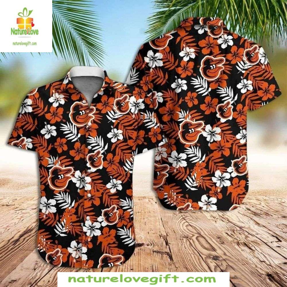 Baltimore Orioles MLB Hawaiian Vibrant Floral - Adult & Kids T-Shirts, Sweatshirts & Hoodies apparel design preview 1