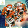 Baltimore Orioles Hawaiian Orange Hibiscus MLB - Adult & Kids T-Shirts, Sweatshirts & Hoodies apparel design preview 1