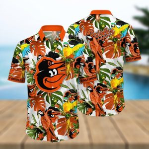 Baltimore Orioles White Parrot Tropical Hawaiian - Adult & Kids T-Shirts, Sweatshirts & Hoodies apparel design preview 1