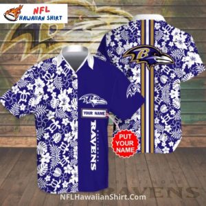 Baltimore Ravens Custom Name Floral Aloha - Adult & Kids T-Shirts, Sweatshirts & Hoodies apparel design preview 1
