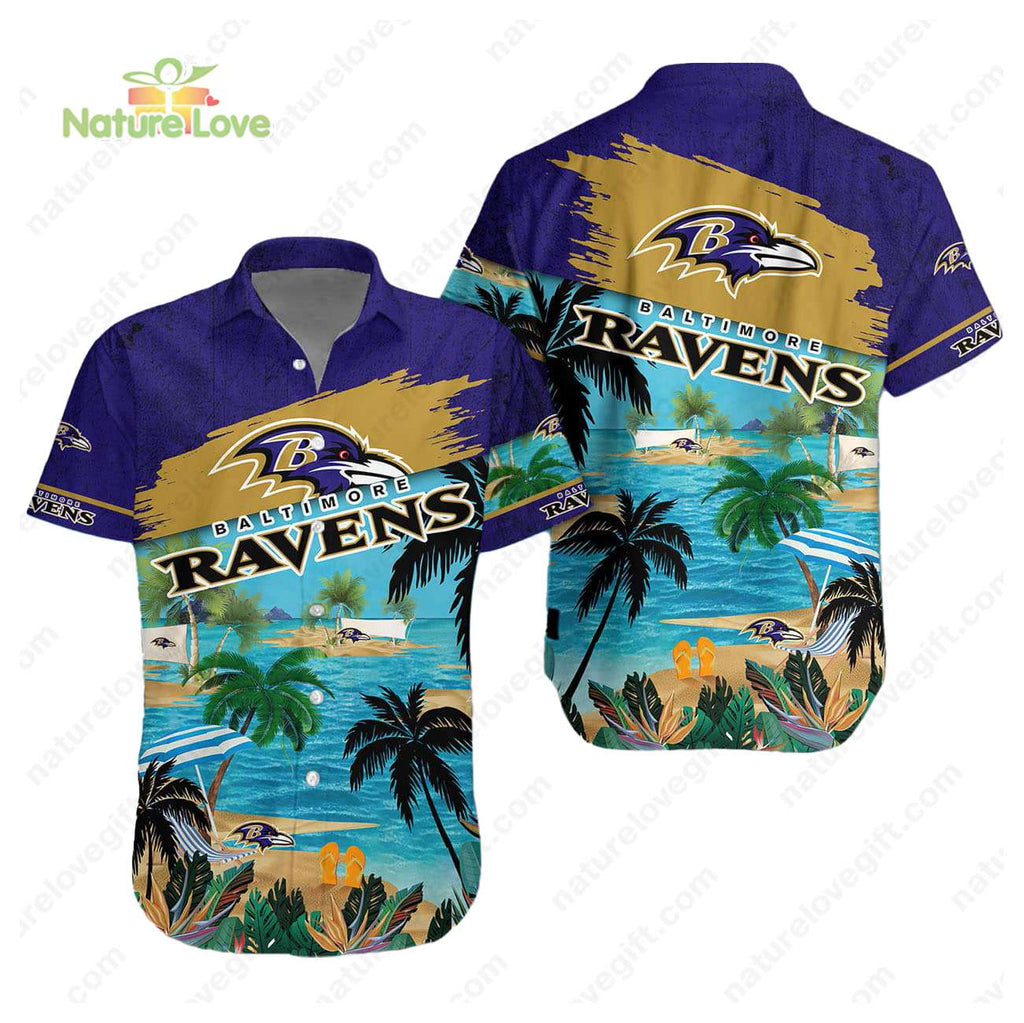 Baltimore Ravens Summer Beach Aloha Hawaiian - Adult & Kids T-Shirts, Sweatshirts & Hoodies apparel design preview 1