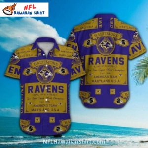Baltimore Ravens Vintage Ticket Pattern Hawaiian - Adult & Kids T-Shirts, Sweatshirts & Hoodies apparel design preview 1