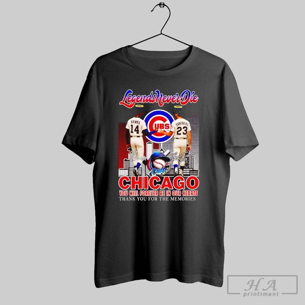 Banks And Sandberg Legends Never Die Chicago Cubs - Adult & Kids T-Shirts, Sweatshirts & Hoodies apparel design preview 1