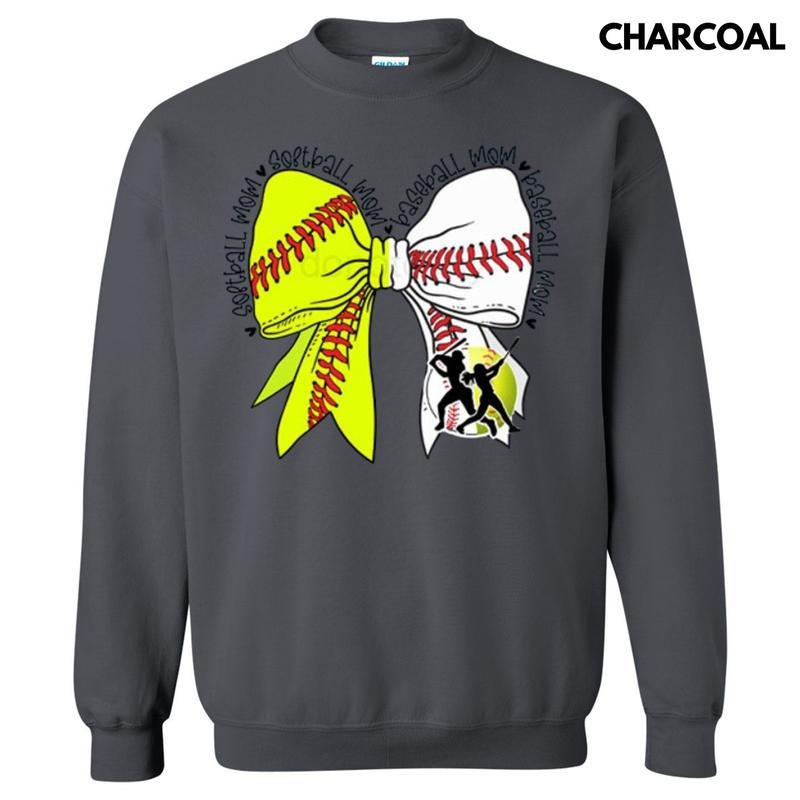 Baseball Softball Mom Bow - Adult & Kids T-Shirts, Sweatshirts & Hoodies apparel design preview 1