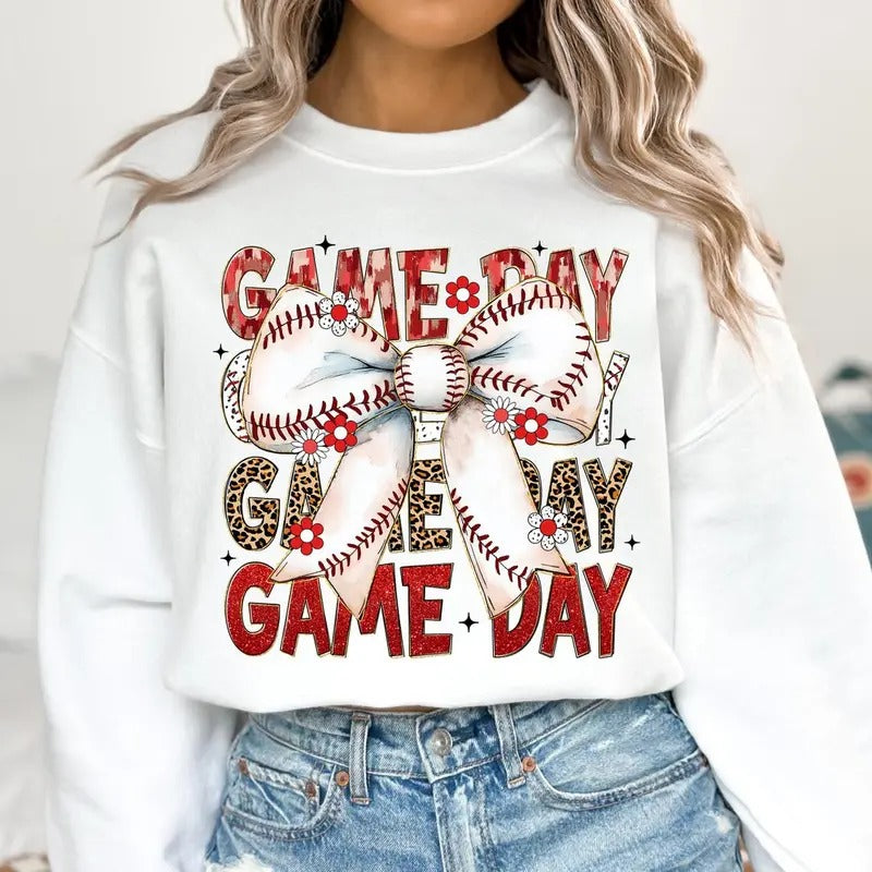 Baseball Coquette Game Day Retro Bow Tis Season - Adult & Kids T-Shirts, Sweatshirts & Hoodies apparel design preview 1