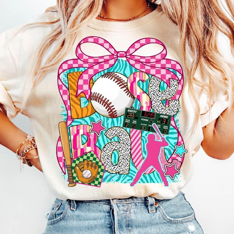 Baseball Coquette Brushstroke Game Day Bow Mama - Adult & Kids T-Shirts, Sweatshirts & Hoodies apparel design preview 1