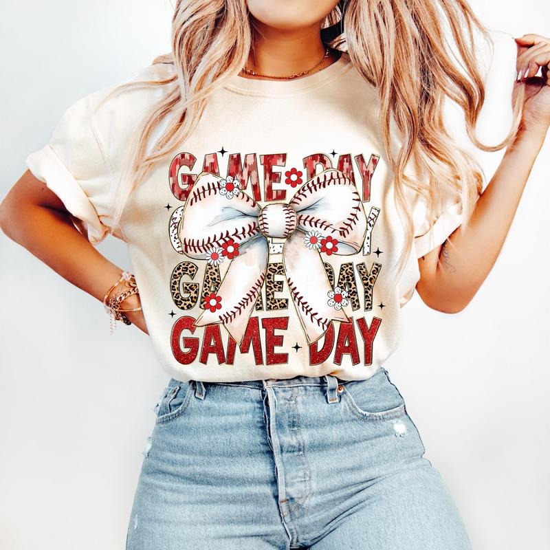 Baseball Coquette Game Day Retro Bow Mom Mama Tis - Adult & Kids T-Shirts, Sweatshirts & Hoodies apparel design preview 1