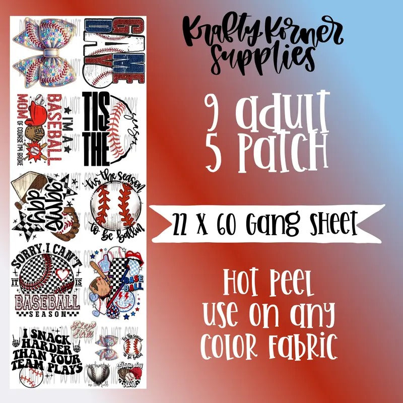 Baseball DTF Transfer Gang Sheet 22 X 60 - Adult & Kids T-Shirts, Sweatshirts & Hoodies apparel design preview 1