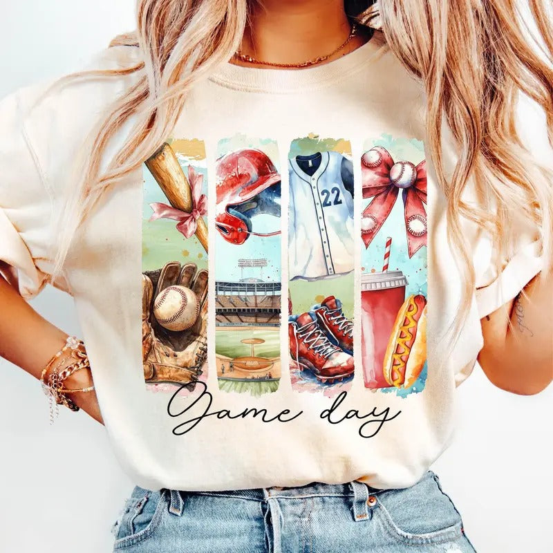 Baseball Game Day Coquette Mama Brushstroke - Adult & Kids T-Shirts, Sweatshirts & Hoodies apparel design preview 1