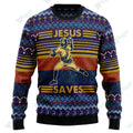 Baseball Jesus Save 3D Ugly Christmas Sweater - Holiday Gift product image