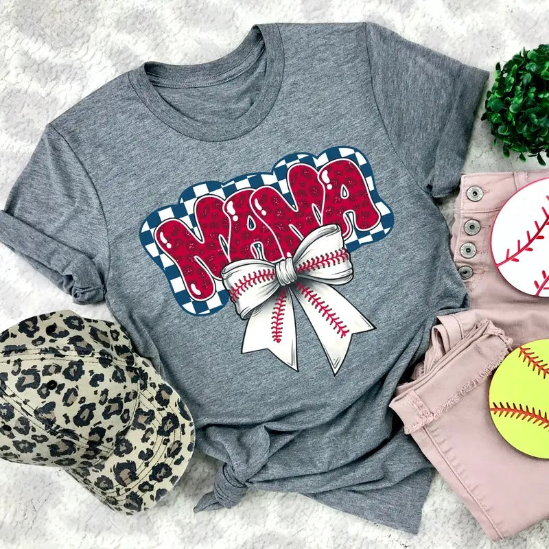 Baseball Mama Bow DTF Transfers THIS IS NOT - Adult & Kids T-Shirts, Sweatshirts & Hoodies apparel design preview 1