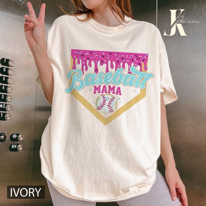Baseball Mama Ice Cream Drip Game Day Retro Football - Adult & Kids T-Shirts, Sweatshirts & Hoodies apparel design preview 1
