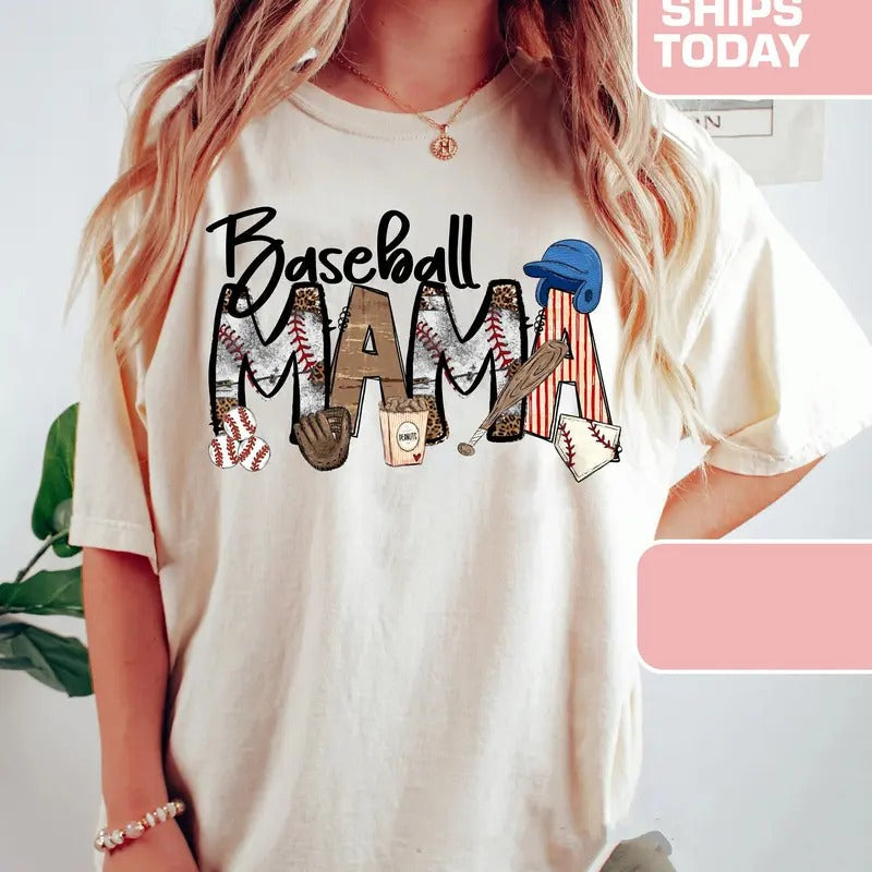 Baseball Mama Mom Sports Family Crew Neck Casual - Adult & Kids T-Shirts, Sweatshirts & Hoodies apparel design preview 1