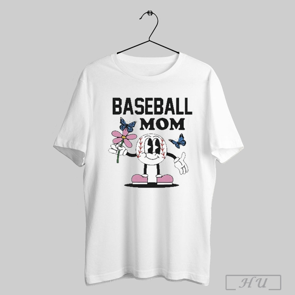 Baseball Mom Flower Butterfly - Adult & Kids T-Shirts, Sweatshirts & Hoodies apparel design preview 1