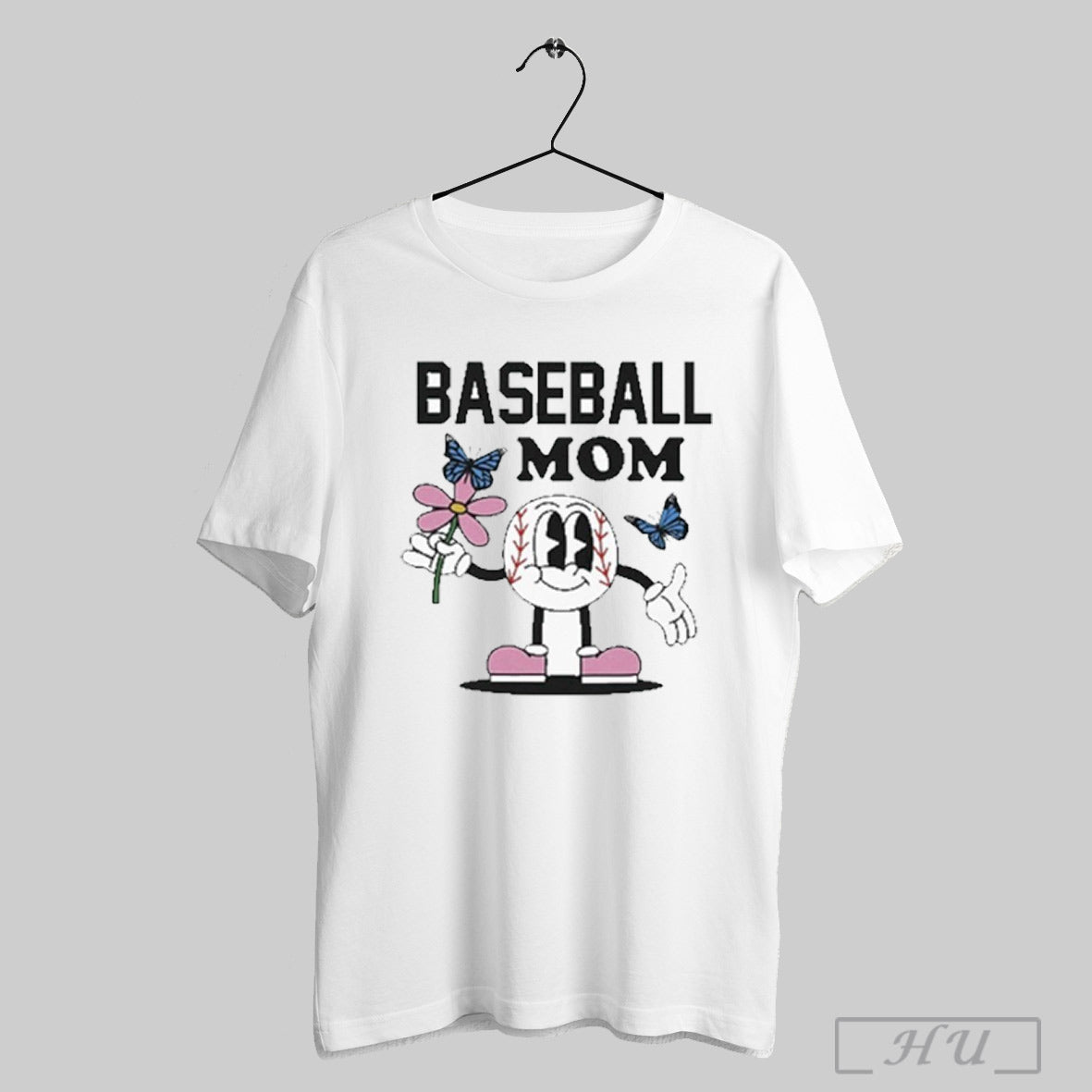 Baseball Mom Flower Butterfly - Adult & Kids T-Shirts, Sweatshirts & Hoodies apparel design preview 1