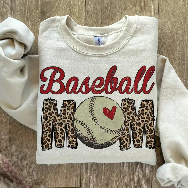 Baseball Mom Leopard Print Mama Lover Game Day - Adult & Kids T-Shirts, Sweatshirts & Hoodies apparel design preview 1