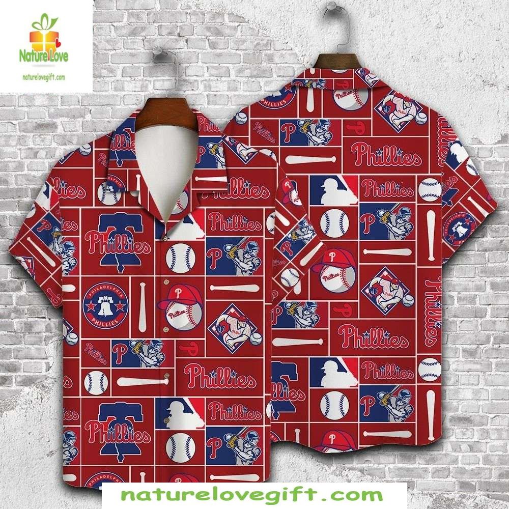 Philadelphia Phillies Hawaiian Red Blue Team Spirit - Adult & Kids T-Shirts, Sweatshirts & Hoodies apparel design preview 1