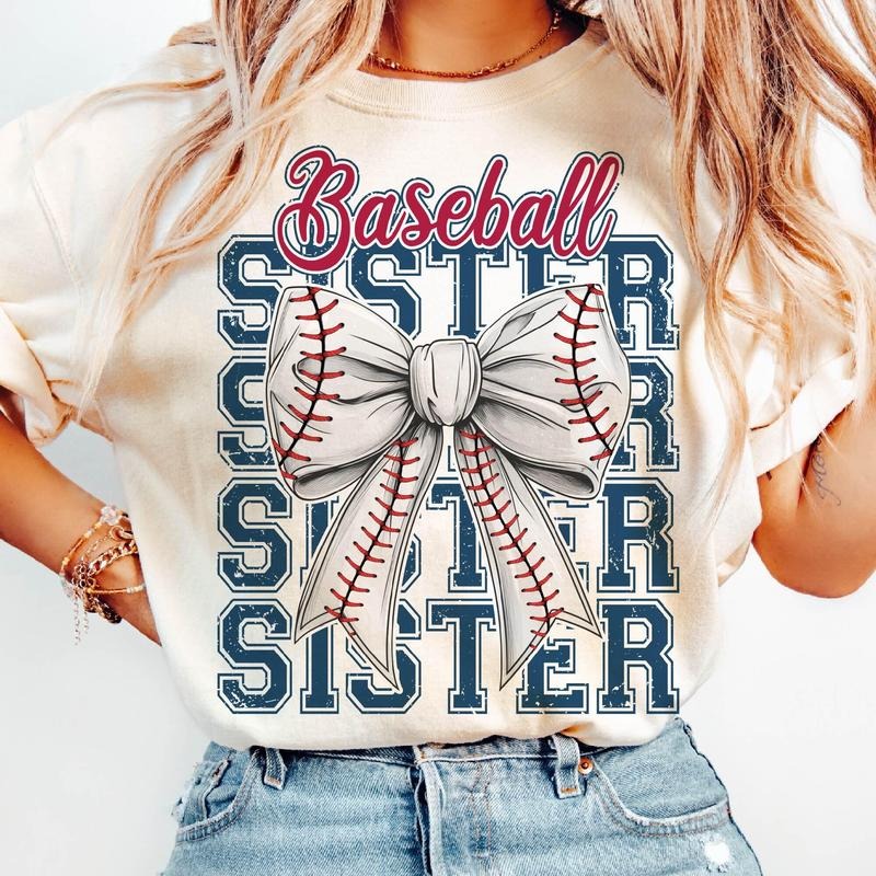 Baseball Sister Coquette Bow Game Day Sports Retro - Adult & Kids T-Shirts, Sweatshirts & Hoodies apparel design preview 1