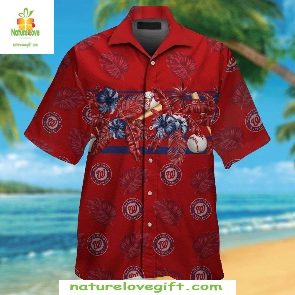 Washington Nationals Hawaiian MLB Baseball Aloha Red - Adult & Kids T-Shirts, Sweatshirts & Hoodies apparel design preview 1