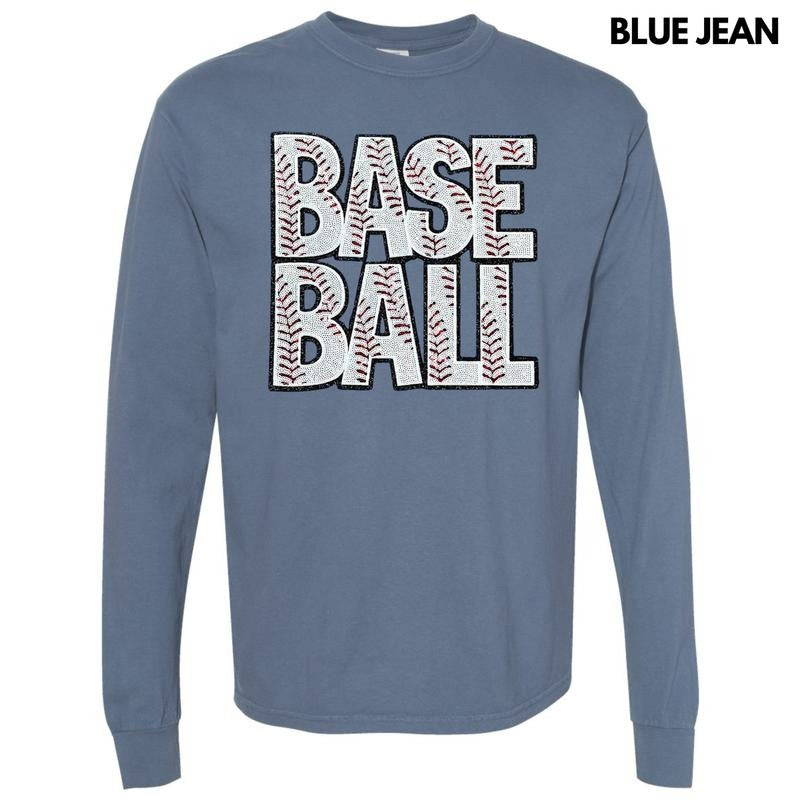 Baseball Words Sequin Patch Comfort Colors - Adult & Kids T-Shirts, Sweatshirts & Hoodies apparel design preview 1