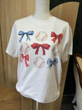 Baseballs Bows Sports Mom - Adult & Kids T-Shirts, Sweatshirts & Hoodies apparel design preview 1