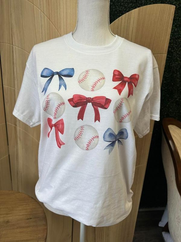 Baseballs Bows Sports Mom - Adult & Kids T-Shirts, Sweatshirts & Hoodies apparel design preview 1