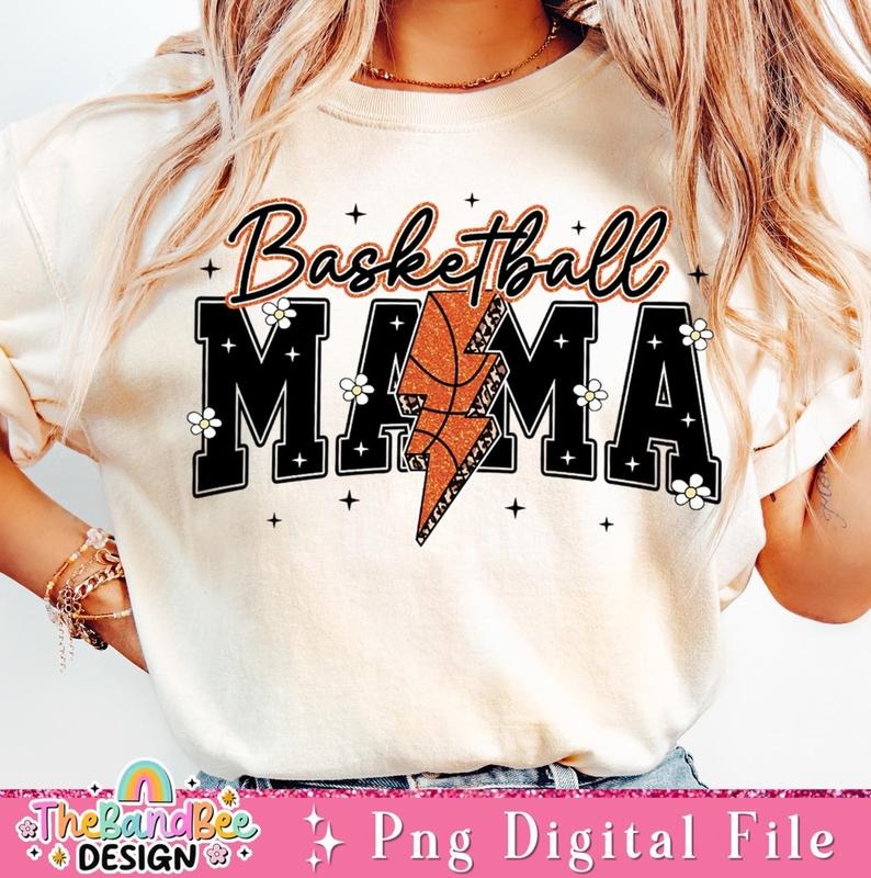 Basketball Varsity Lightning Retro Mama - Adult & Kids T-Shirts, Sweatshirts & Hoodies apparel design preview 1