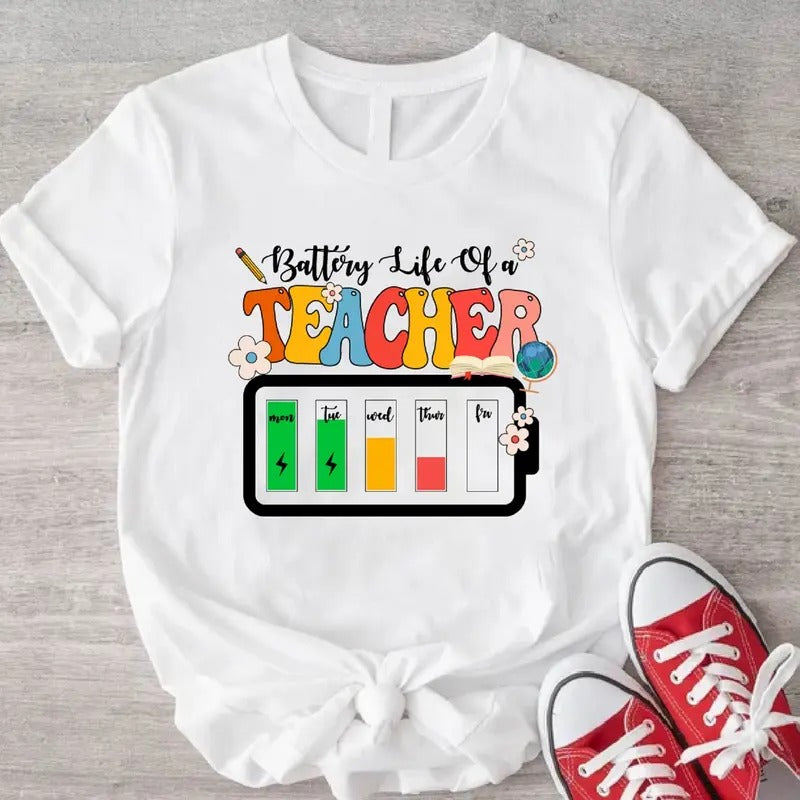 Battery Life Teacher Funny Teacher'S Day Appreciation - Adult & Kids T-Shirts, Sweatshirts & Hoodies apparel design preview 1