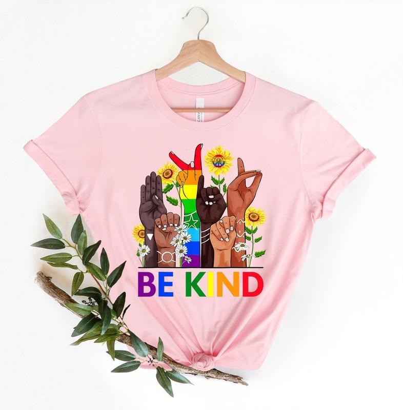Be Kind Sign Language Rainbow Kindness LGBT Pride - Adult & Kids T-Shirts, Sweatshirts & Hoodies apparel design preview 1