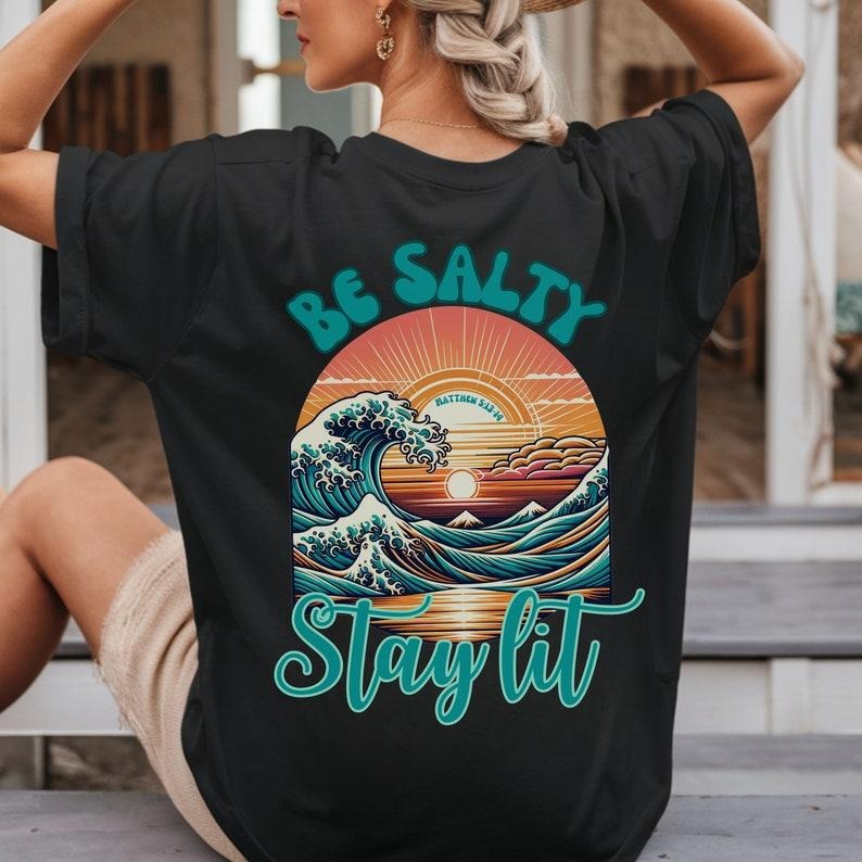 Be Salty Stay Lit Boho Beachy Bible Verse Christian - Adult & Kids T-Shirts, Sweatshirts & Hoodies apparel design preview 1