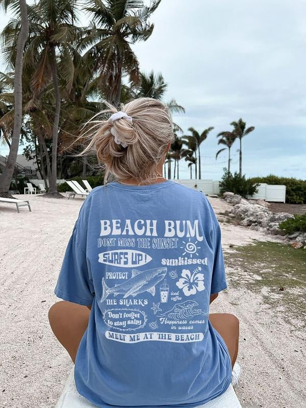 Beach Bum Preppy Y2k Wearing Coconut Girl Shark Lover - Adult & Kids T-Shirts, Sweatshirts & Hoodies apparel design preview 1