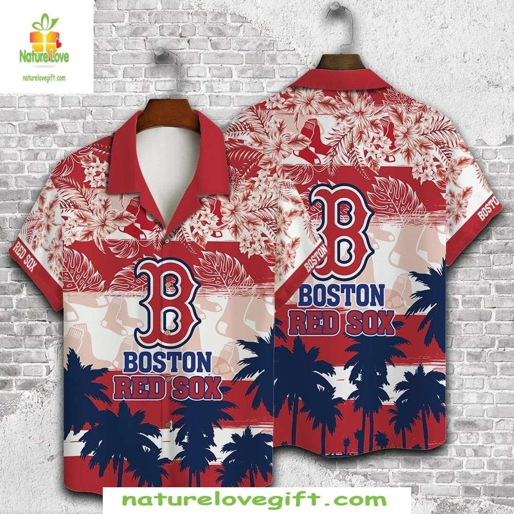 Boston Red Sox Hawaiian White Beachy Tropical - Adult & Kids T-Shirts, Sweatshirts & Hoodies apparel design preview 1