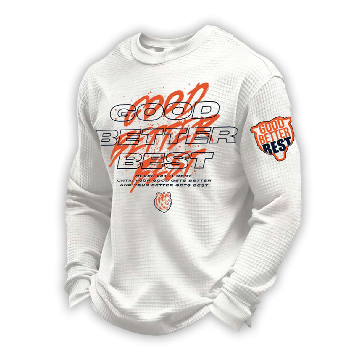 White-Bears Good Better Print Waffle Sweatshirt 3D Sweater - Gift Idea product image
