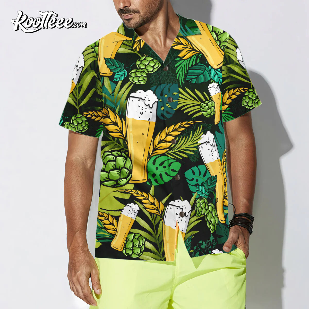Beer Lovers Aloha Green Tropical Hawaiian - Adult & Kids T-Shirts, Sweatshirts & Hoodies apparel design preview 1