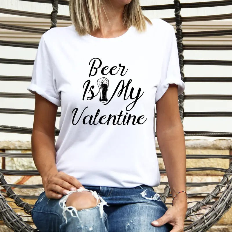 Beer Is My Valentine Funny Valentines Drink Lovers - Adult & Kids T-Shirts, Sweatshirts & Hoodies apparel design preview 1