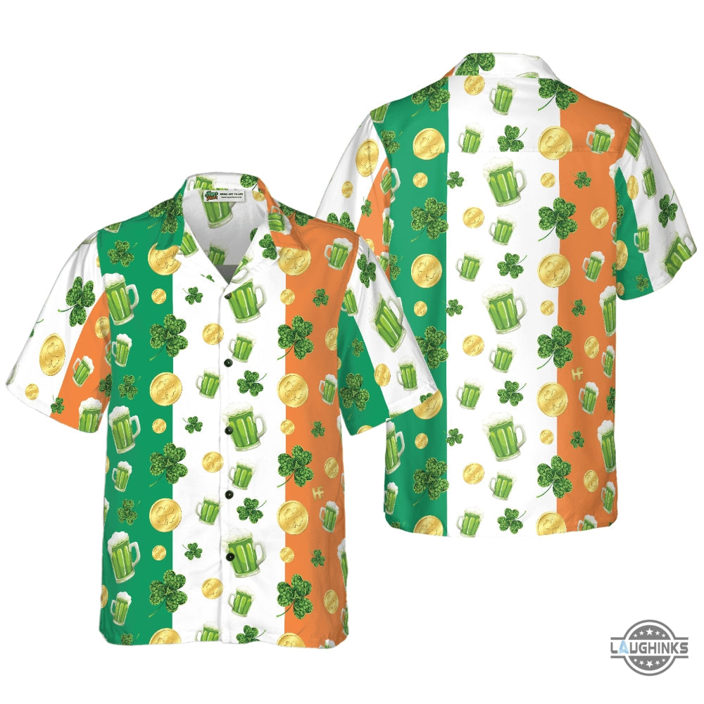 Beer Shamrock And Coin St Patricks Day Hawaiian Aloha - Adult & Kids T-Shirts, Sweatshirts & Hoodies apparel design preview 1