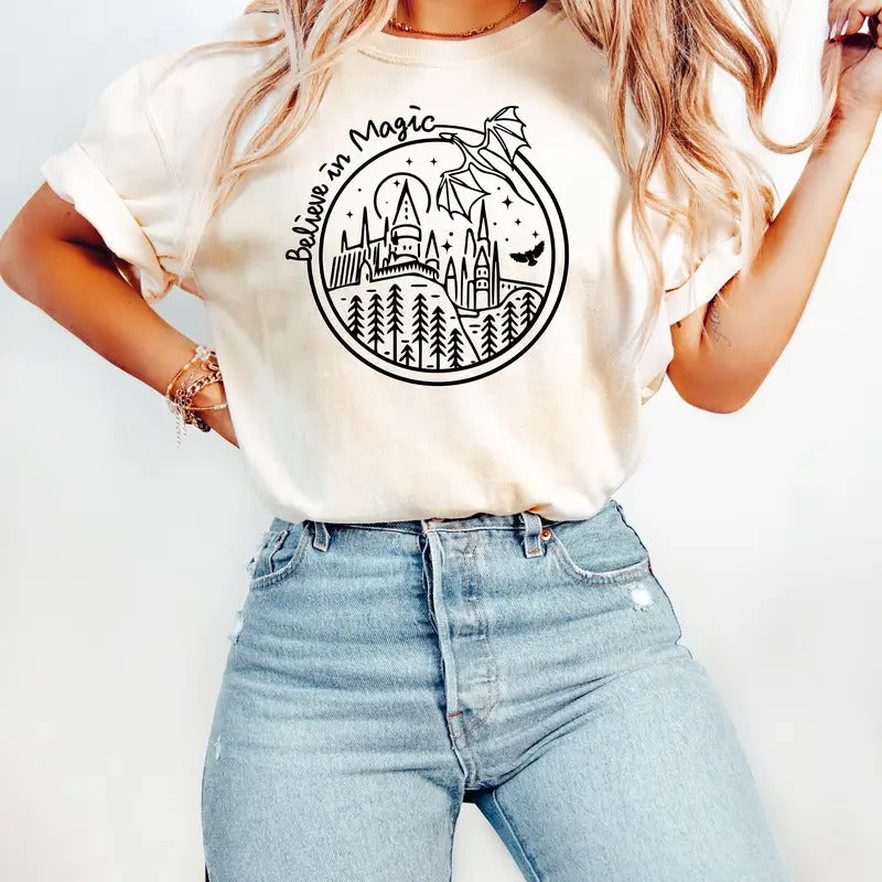 Believe Magic Dragon Magical School Wizarding HP - Adult & Kids T-Shirts, Sweatshirts & Hoodies apparel design preview 1